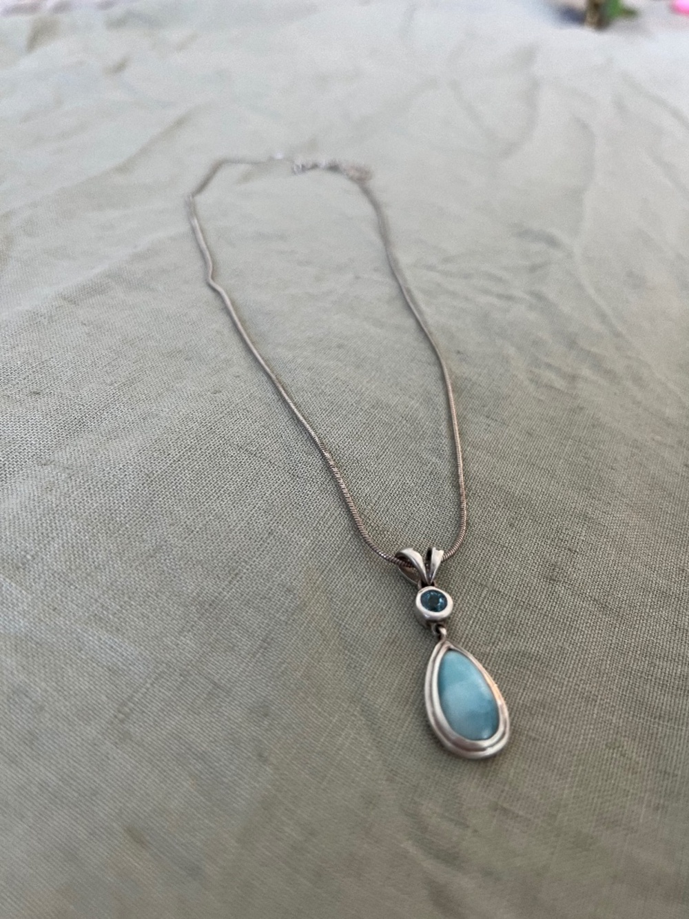 Larimar and Blue Spinal Silver Necklace